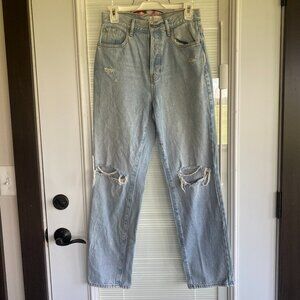 PacSun Light Wash Dad Jeans Blue Distressed High Rise 27 Y2K Vintage Style